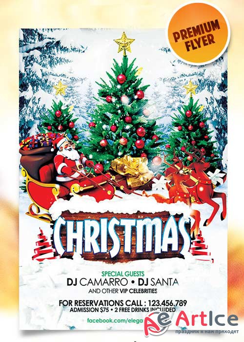 Christmas Holidays Flyer Template + Facebook Cover