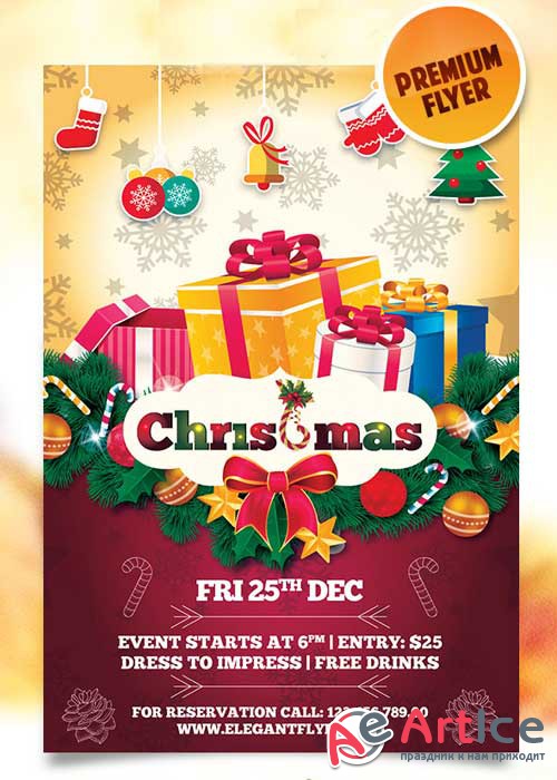 Happy Merry Christmas Flyer Template + Facebook Cover
