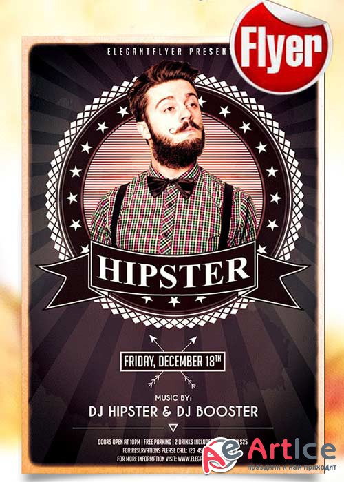 Hipsters Party Flyer PSD Template + Facebook Cover