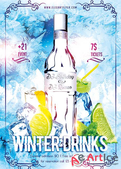 Winter Drinks Flyer PSD Template + Facebook Cover
