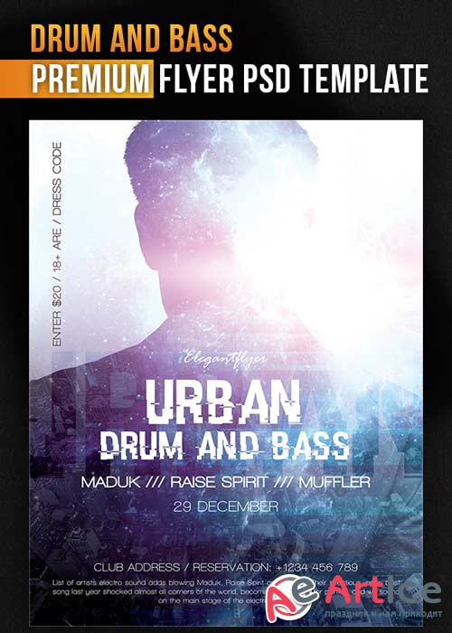 Drum And Bass Flyer PSD Template + Facebook Cover