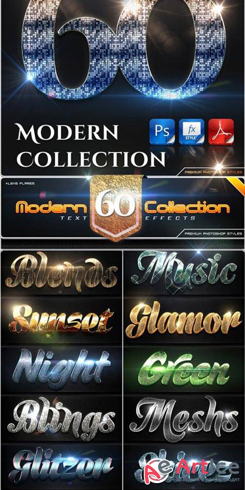 60 Modern Collection Text Effect Styles Bundle