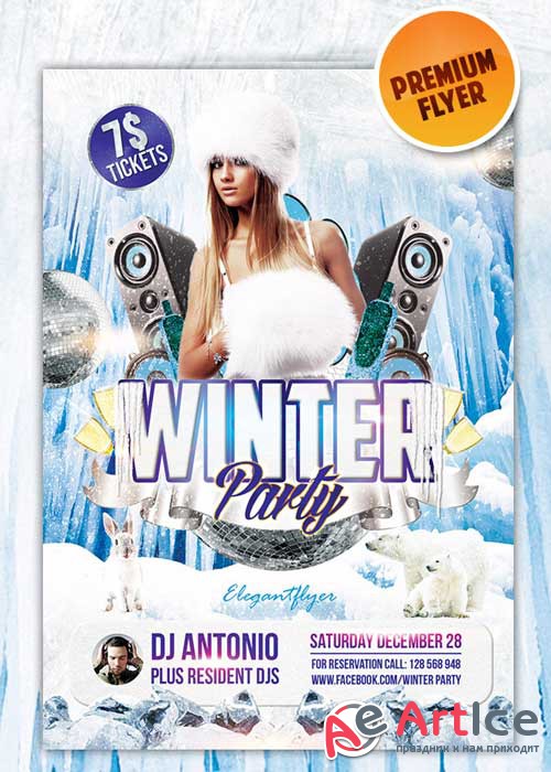 Winter Party #1 Premium Club flyer PSD Template