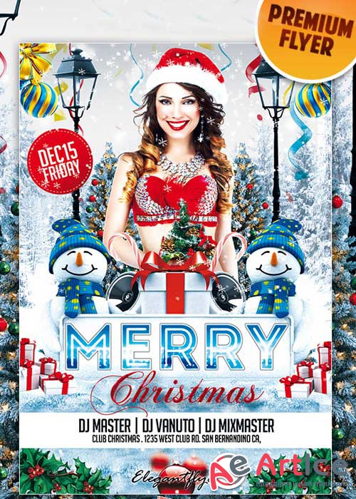 Merry Christmas Sexy Winter Premium Club flyer PSD Template