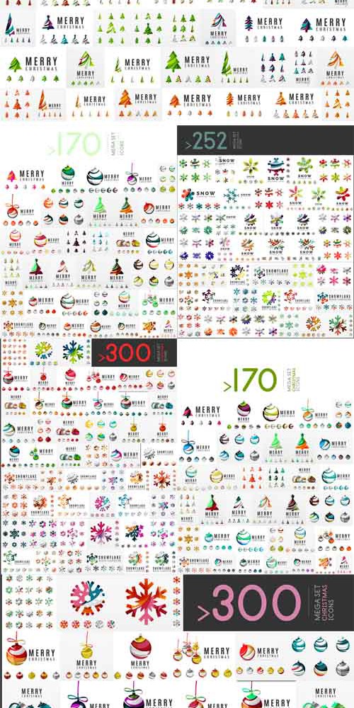 Vector Mega Set of Christmas Logos
