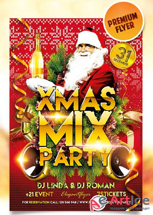 XMAS Mix Party Flyer PSD Template + Facebook Cover