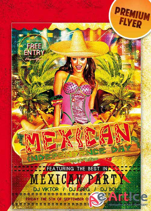 Mexican Party Premium Club flyer PSD Template