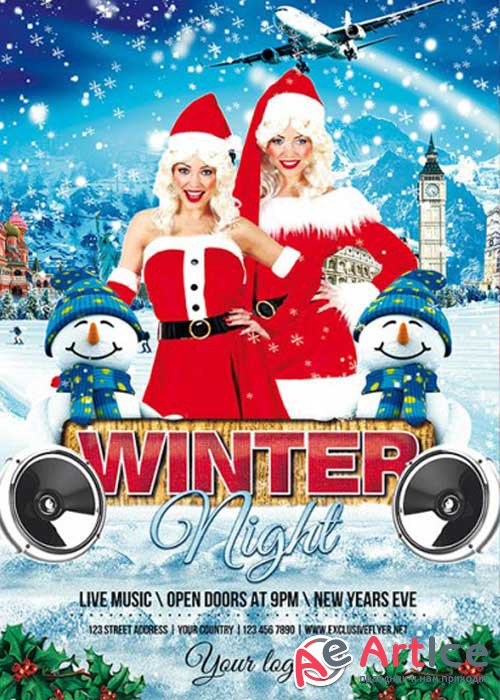 Winter Night Premium Flyer Template + Facebook Cover
