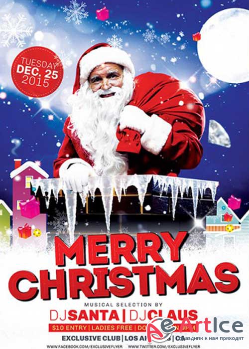 Merry Christmas V7 Premium Flyer Template + Facebook Cover