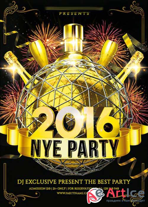 2016 NYE Night Premium Flyer Template + Facebook Cover