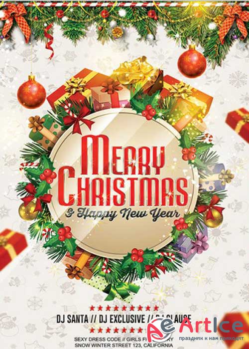 Merry Christmas V4 Premium Flyer Template + Facebook Cover