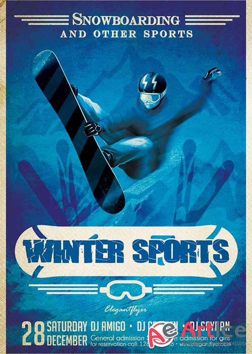 Winter Sports Flyer PSD Template + Facebook Cover