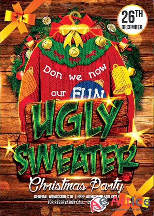 Ugly Sweater Party  Premium Flyer Template + Facebook Cover
