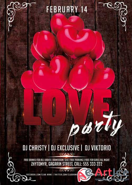 Red Love Party Premium Flyer Template