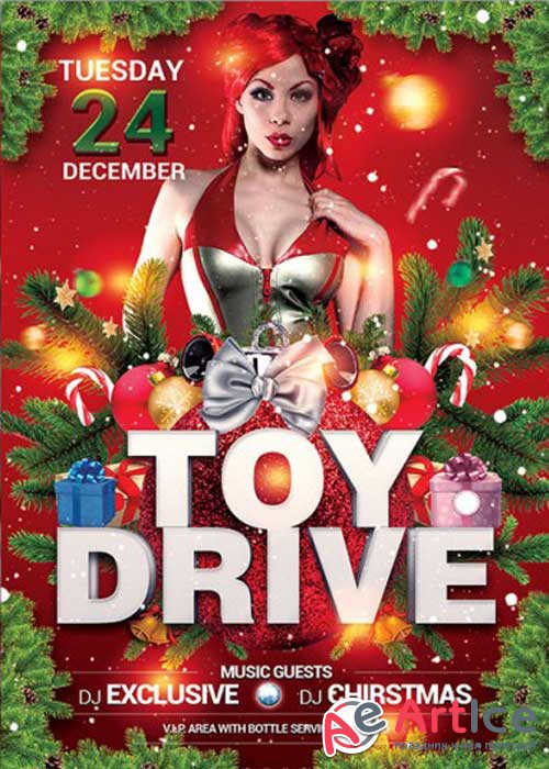 Toy Drive Party Premium Flyer Template + Facebook Cover