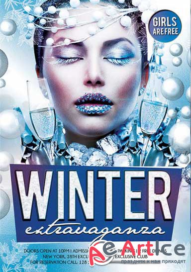 Winter Party Premium Flyer Template + Facebook Cover
