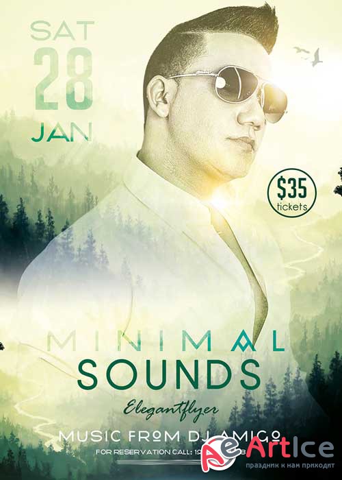 Minimal Sounds Flyer PSD Template + Facebook Cover