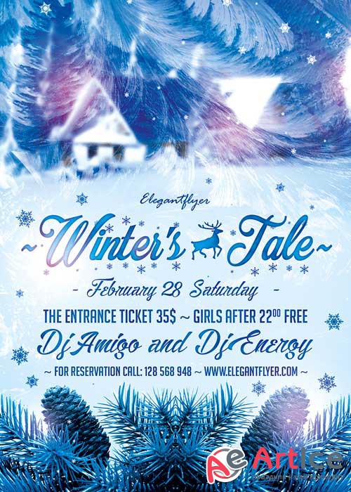 Winters Tale Flyer PSD Template + Facebook Cover