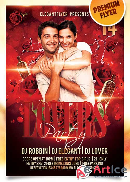 Lovers Party Flyer PSD Template + Facebook Cover