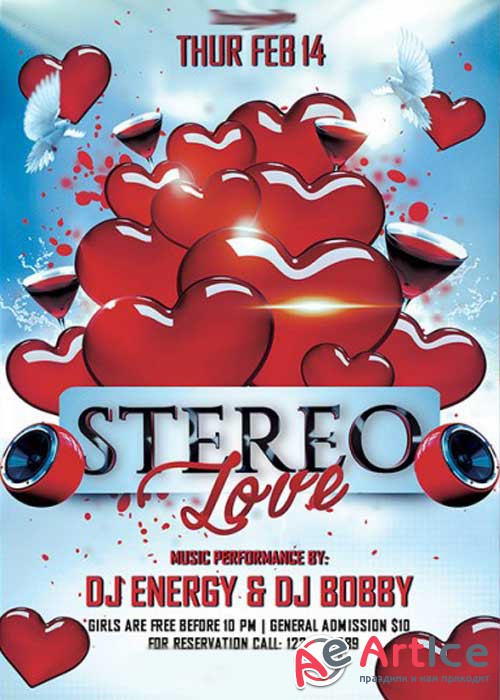 Stereo Love Party Premium Flyer Template + Facebook Cover