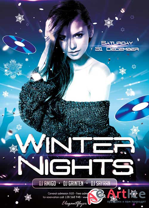Winter Nights Flyer PSD Template + Facebook Cover