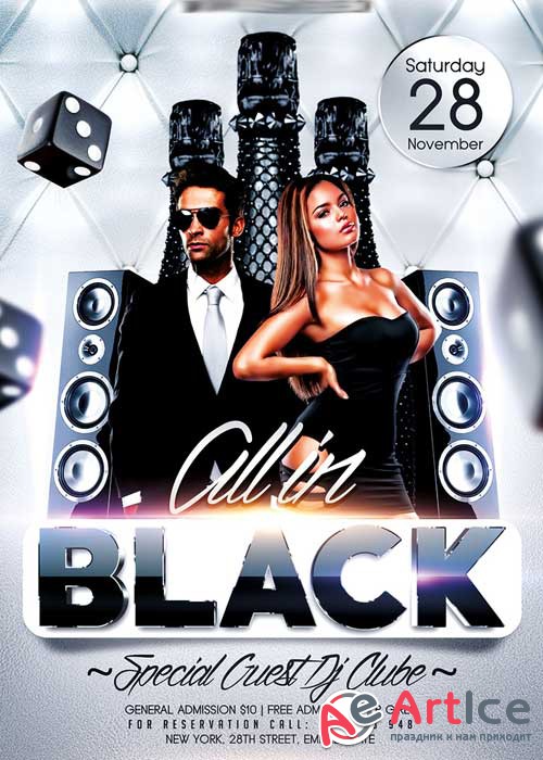 All in Black Party Flyer PSD Template + Facebook Cover