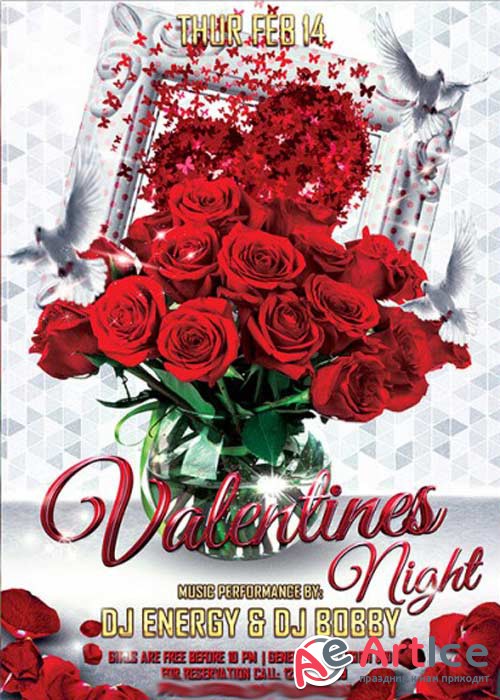 Valentines Night Premium Flyer Template + Facebook Cover