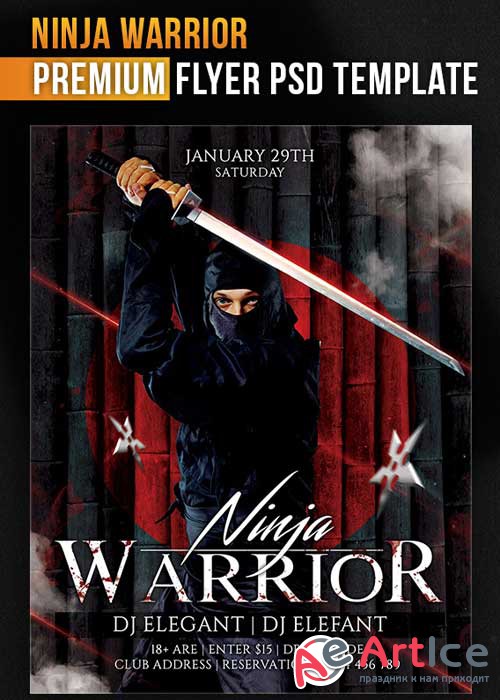 Ninja Warrior Flyer PSD Template + Facebook Cover