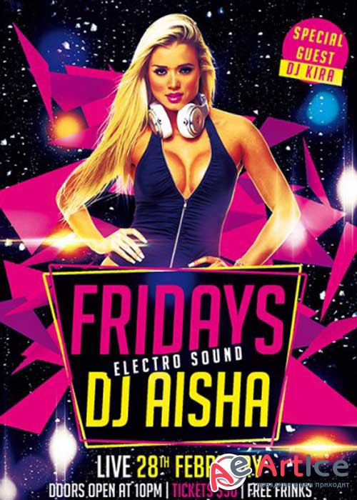 Fridays Electro Sound Party Premium Flyer Template