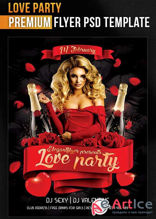 Love Party Flyer PSD Template + Facebook Cover