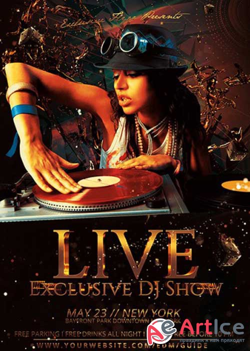 Exclusive DJ Live Show Premium Flyer Template + Facebook Cover