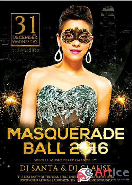 Masquerade Ball 2016 Premium Flyer Template + Facebook Cover