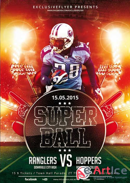 Super Ball Premium Flyer Template + Facebook Cover