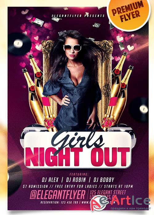 Girls Night Out Flyer PSD Template + Facebook Cover