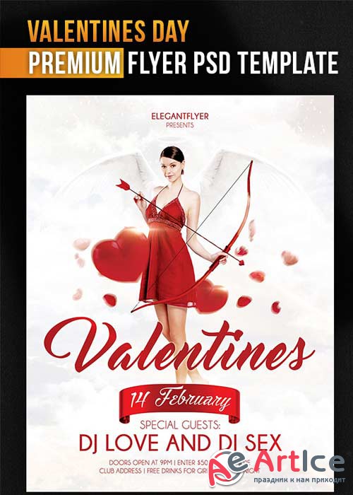 Valentines Day Flyer PSD Template + Facebook Cover