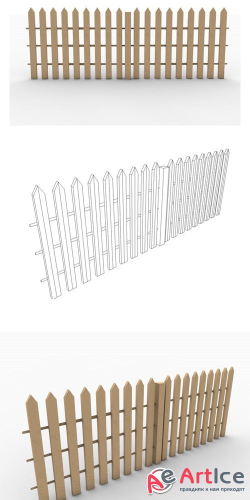 Realistic garden fence low poly model - 3dOcean 981036