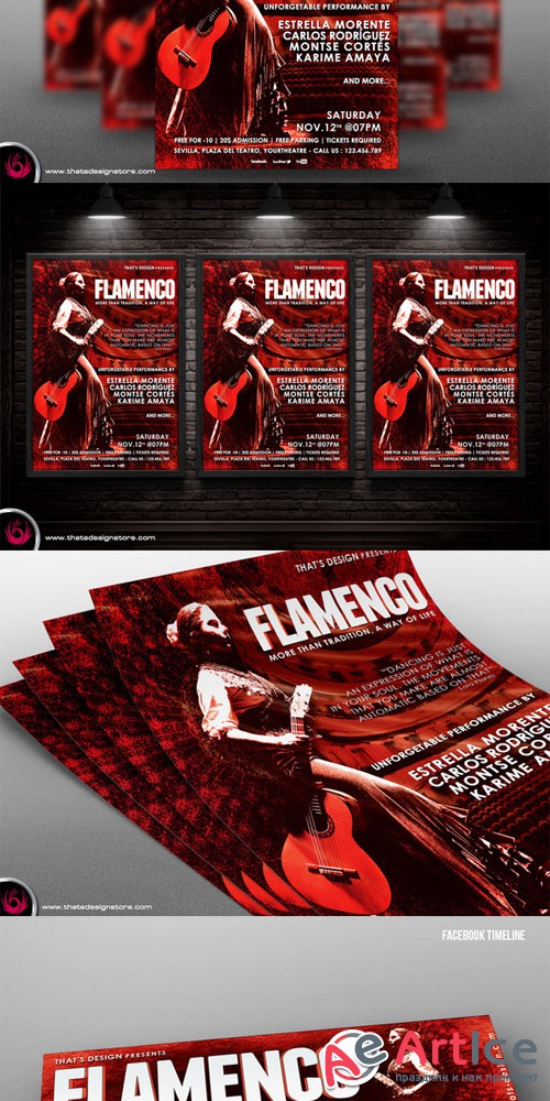 Flamenco Flyer Template V1 - Creativemarket 90668