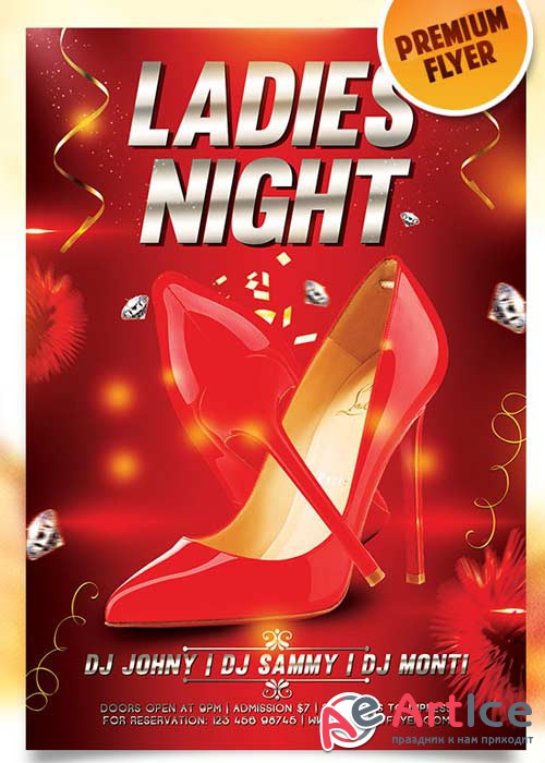 Ladies Party Flyer PSD Template + Facebook Cover