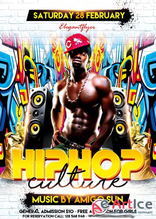 Hip Hop Culture V02 Flyer PSD Template + Facebook Cover