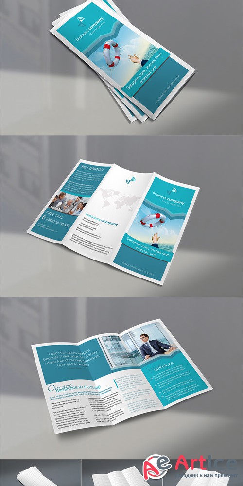Business Company Trifold Brochure Mock-Up