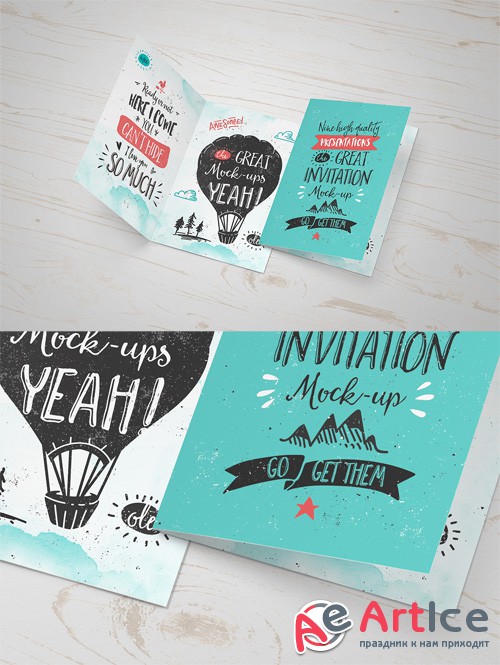 Invitation Greeting Card Mock-up Template