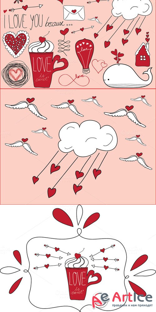 Valentine's Day Doodles - Creativemarket 152769