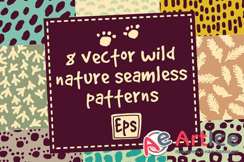 8 vector wild nature patterns set - Creativemarket 503875