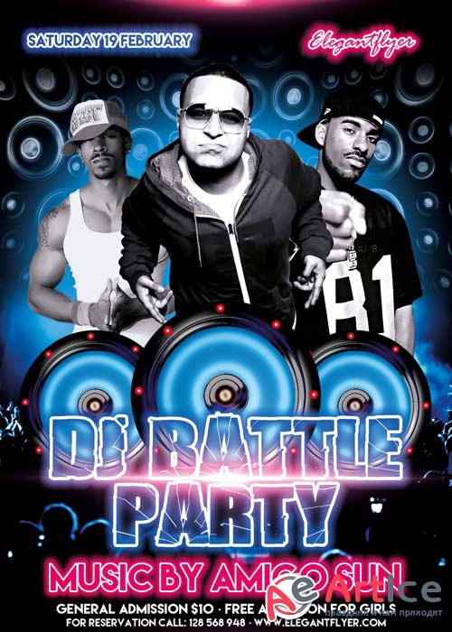 DJ Battle Party Flyer PSD Template + Facebook Cover