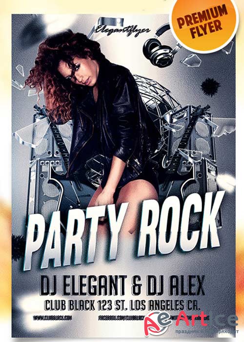 Party Rock Flyer PSD Template + Facebook Cover