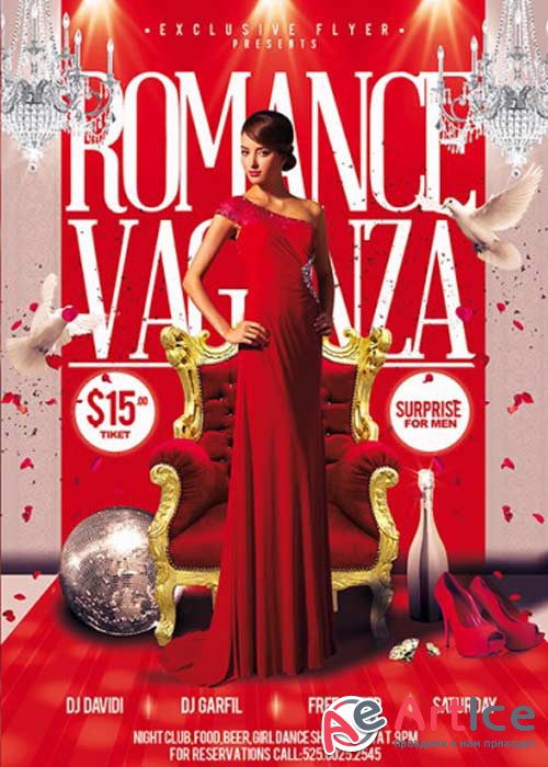 Romance Vaganza Premium Flyer Template + Facebook Cover
