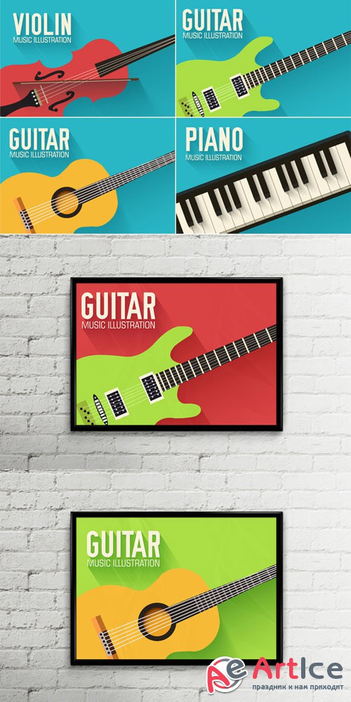 Music flat instruments illustrations - Creativemarket 64400