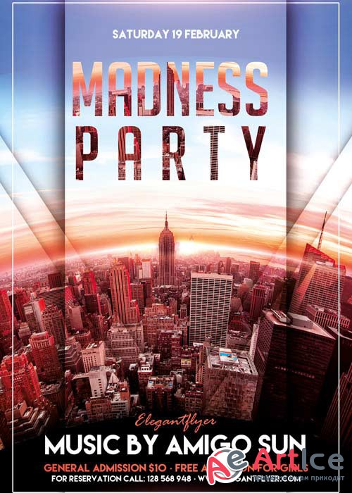 Madness Party Flyer PSD Template + Facebook Cover