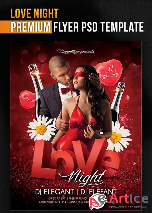 Love Night Flyer PSD Template + Facebook Cover
