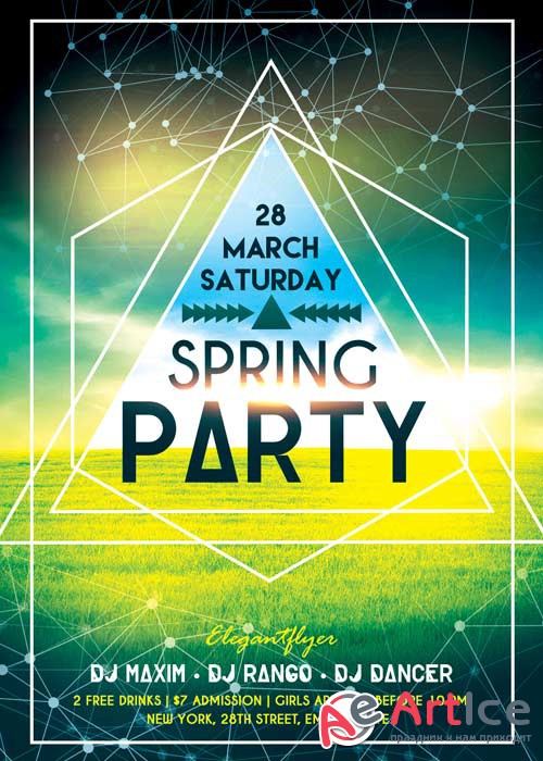 Spring Party V02 Premium Flyer Template + Facebook Cover